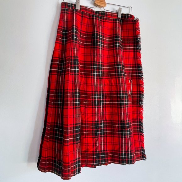 Vintage Highland Queen Wemyss Tartan Wool Kilt Scottish Traditional Skirt Sz 12 - Picture 2 of 9